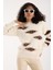 Kadın Krem Sakal Iplik Taş ve Inci Detaylı Bisiklet Yaka Triko Kazak 4