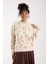 Kadın Ekru Sakal Iplik Taş ve Inci Detaylı Bisiklet Yaka Triko Kazak 1