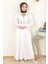 Taş Detaylı Saten Abiye Beyaz MSW19901 1