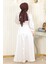 Taş Detaylı Saten Abiye Beyaz MSW19901 4