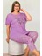 Lady Büyük Beden Kısa Kollu Kapri Pijama Takımı 2