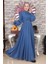 Taş Detaylı Şifon Abiye Indigo 19109 3