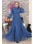Taş Detaylı Şifon Abiye Indigo 19109 4