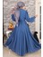 Taş Detaylı Şifon Abiye Indigo 19109 5