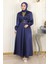 Taş Detaylı Saten Abiye Indigo MSW19901 1