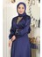 Taş Detaylı Saten Abiye Indigo MSW19901 2