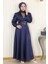 Taş Detaylı Saten Abiye Indigo MSW19901 3
