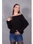 Kadın Siyah Şönil Kadife Carmen Yaka Triko Kazak 1
