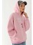 Kadın Oversize Baskılı Kapüşonlu Sweatshirt Parlak Pembe 2