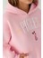 Kadın Oversize Baskılı Kapüşonlu Sweatshirt Parlak Pembe 3