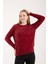 Kadın Bordo Bisiklet Yaka Taş ve Inci Işlemeli Triko Kazak 4