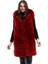 Kapşonlu Peluş Kürk Yelek Premium Kalite, Tam Astarlı, Uzun Model - Kırmızı 4