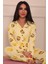 Kadın Ayıcık ve Bal Kavanozu Desenli Önü Düğmeli Uzun Kol Altı Uzun Milan Kumaş Pijama Takımı 1