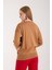 Kadın Bej Viskon Kumaş Renk Bloklu Kayık Yaka Triko Bluz 5