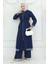 Kapşonlu Ribanalı Kot Takım Koyu Mavi 19244 3