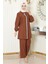 Taş Detaylı Takım Kahverengi MSW19195 1