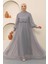 Inci Detaylı Tül Abiye Gri MSW12238 3