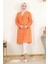 Düğmeli Geniş Yaka Kaşe Kaban Turuncu 19177 1