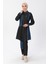 Fermuar Detaylı Tesettür Kot Kombin Siyah MSW10074 1