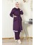 Kapşonlu Ribanalı Takım Mor MSW19196 3