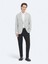 Gri Desenli Modern Fit Keten Karışımlı Ceket 2