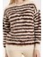 Kadın Ekru-Kahve Sakal Iplik Çizgili Bisiklet Yaka Triko Kazak 3