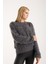 Kadın Füme Sakal Iplik Bisiklet Yaka Triko Kazak 1