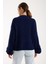 Kadın Koyu Laci Selanik Örgü Bisiklet Yaka Simli Oversize Triko Kazak 5