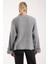 Kadın Gri Selanik Örgü Bisiklet Yaka Simli Oversize Triko Kazak 7