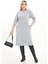 Çift Cepli Desenli Esnek Kışlık Büyük Beden Midi Elbise 10C-2735 2