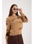 Kadın Bej Sakal Iplik Inci Detaylı Bisiklet Yaka Triko Kazak 1