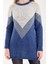 Kadın Indigo Simli Sakal Iplik Renk Bloklu Bisiklet Yaka Triko Kazak 6