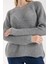 Kadın Gri Selanik Örgü Reglan Kollu Bisiklet Yaka Simli Triko Kazak 4