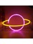 Satürn Neon Işık Gece Lambası Ister Pilli Ister USB Kullanım Pembe/sarı 1