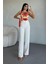 Kadın Yüksek Bel Plise Detay Bol Paça Pantolon 2
