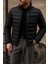 Erkek Kışlık Slim Fit Günlük Siyah Şişme Mont 2