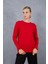 Kadın Kırmızı Çıtçıtlı Kollu Bisiklet Yaka Triko Bluz 4