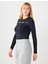 Siyah Dar Kesim Bisiklet Yaka Uzun Kollu Bluz 3