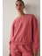 Çöl Gülü Oversize Bisiklet Yaka Crop Sweatshirt 6