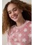 Pembe Pretty Daisies Çiçekli Bisiklet Yaka Uzun Kollu Pijama Takımı 15