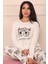 Kadın Leopar Desenli ve Sloganlı Altı Desenli Bisiklet Yaka Uzun Kol Altı Uzun Penye Pijama Takımı 1