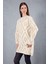 Kadın Ekru Yan Yırtmaçlı Bisiklet Yaka Sim Desenli Triko Bluz 3