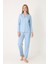 Mavi Moon And Stars Önden Düğmeli Pijama Takım 1