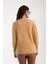 Kadın Bej Sakal Iplik Boncuk Nakışlı Bisiklet Yaka Triko Bluz 6