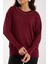 Kadın Bordo Viskon Vortex Iplik Taş Detaylı Bisiklet Yaka Simli Triko Bluz 3