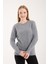 Kadın Gri Bisiklet Yaka Taş ve Inci Işlemeli Triko Kazak 1