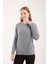 Kadın Gri Bisiklet Yaka Taş ve Inci Işlemeli Triko Kazak 5