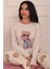Kadın Ayıcık Desenli ve Baskılı Bisiklet Yaka Uzun Kol Altı Uzun Penye Pijama Takımı 2