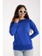 Kadın Saks Mavisi Viskon Kumaş Kayık Yaka Simli Triko Bluz 1