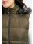 Kadın Haki Kapüşonlu Uzun Şişme Yelek 3